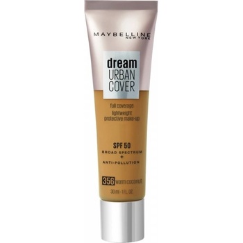 Maybelline Dream Urban Cover Пълно покритие Кремообразна основа 356 Топъл кокос SPF 50 30 ml