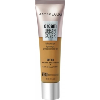 Maybelline Dream Urban Cover Пълно покритие Кремообразна основа 356 Топъл кокос SPF 50 30 ml