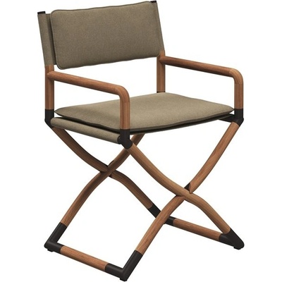 Gloster Skládací jídelní křeslo Navigator, 55x49x86 cm, rám teak, broušená nerezová ocel, včetně sedáku a opěrného polštáře, venkovní látka kategorie B