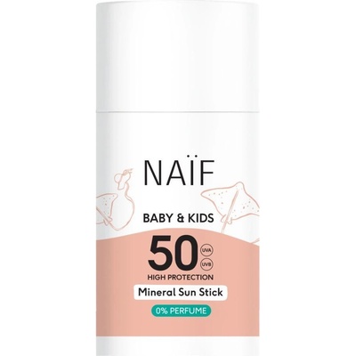 NAIF Ochranná tyčinka na opalování SPF 50 pro děti a miminka bez parfemace 36 g