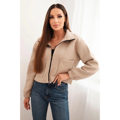 Kesi Cotton insulated sweatshirt with zipper light beige