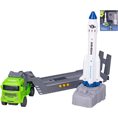 Mikro trading Auto nákladní na setrvačník 30 cm + raketa s vystřelovačem
