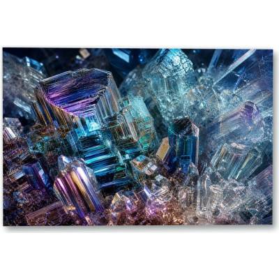 Plakát – Tyrkysové a fialové krystalické struktury Bez rámu Ano Bez rámu 135 × 90 cm