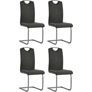 vidaXL Конзолни трапезни столове, 4 бр, сиви, изкуствена кожа (246192)