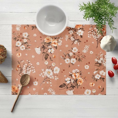 Biante bavlna prostírání Sandra SA-738 Růže a konvalinky na hnědorůžovém 35x45 cm