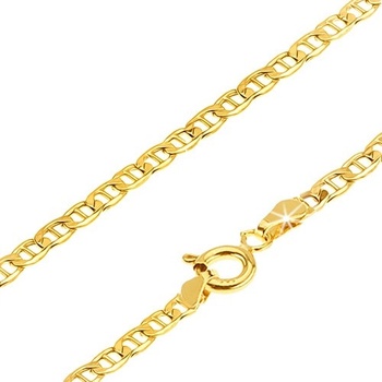 Šperky eshop Zlatá retiazka malé ploché lesklé očká predelené paličkou S3GG25.11