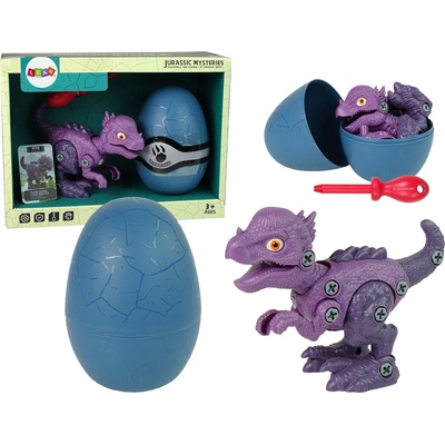 Lean Toys Sada Vajíčka s Dinosaurom na šrobovanie - fialový