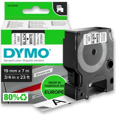 Dymo D1 S0720830 - originální polyesterová páska - 19 mm × 7 m, černo-bílá