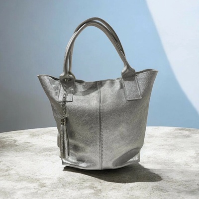 Dámska kožená kabelka K001/silver