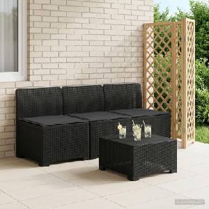vidaXL Пейка за градина с Cushions във вид на ратан 3-местен ПП (8011961)