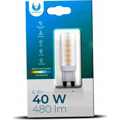 Forever Light LED žiarovka G9, 6W, 480LM, 330° Denná biela