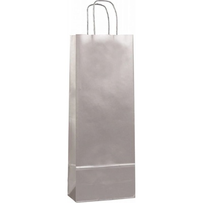 AMBRONIA Luxusná papierová darčeková taška na víno 12*9*40 cm, strieborná