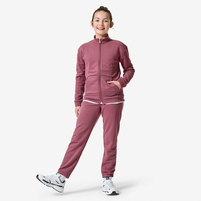 Decathlon dievčenská tepláková súprava z moltonu fialová