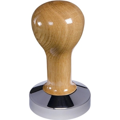 Buna Café tamper dub, lak, nerez lesk, konvexný 58 mm