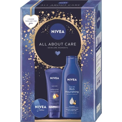 Nivea Body Milk Výživné telové mlieko 250 ml, Krém na ruky Intensive 100 ml, Krém 30 ml Darčekové balenie