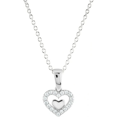 Gemmax Řetízek s přívěskem srdíčko v srdíčku z bílého zlata GLSWB-37291-39271