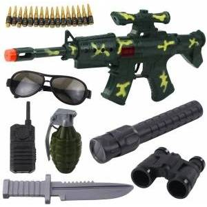 LEAN Toys Military Rifle Set With Rifle Accessories Shooting Sound Khaki