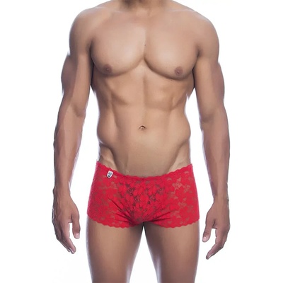 Дантелени боксерки, еротични и еластични - MOB Lace Boxer Red L/XL (D-243522)