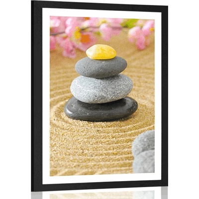 Plakát s paspartou pyramida Zen kamenů - 60x90 no frame