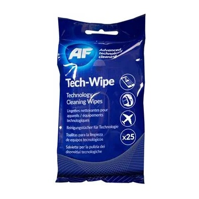 AF International Почистващи кърпички, за екран, без алкохол, мокри, 25 броя, AF "Tech-wipes" AMTW025P (AMTW025P)