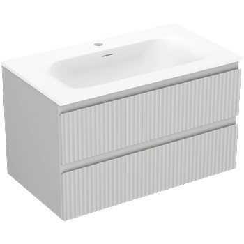 Mexen Rivel баня шкаф 80 см с мивка Vela, 2 чекмеджета, рифелован, сив мат/бял мат - 91A20-08047-2-BFF62-W23M01 (91A20-08047-2-BFF62-W23M01)