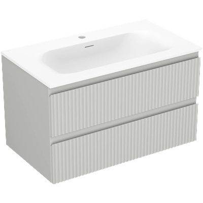 Mexen Rivel баня шкаф 80 см с мивка Vela, 2 чекмеджета, рифелован, сив мат/бял мат - 91A20-08047-2-BFF62-W23M01 (91A20-08047-2-BFF62-W23M01)