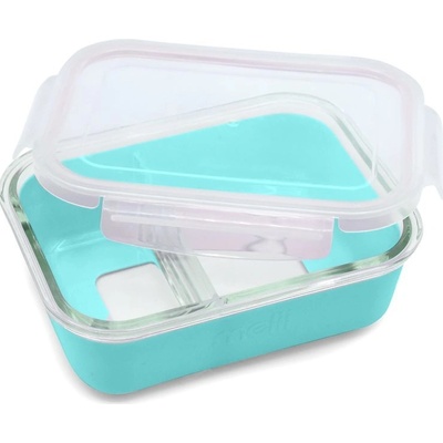 Melii Skleněná nádoba na oběd se silikonovým pouzdrem 740 ml modrá