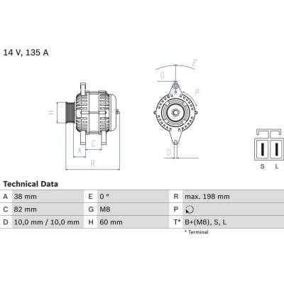 generátor BOSCH 0 986 082 190 0 986 082 190