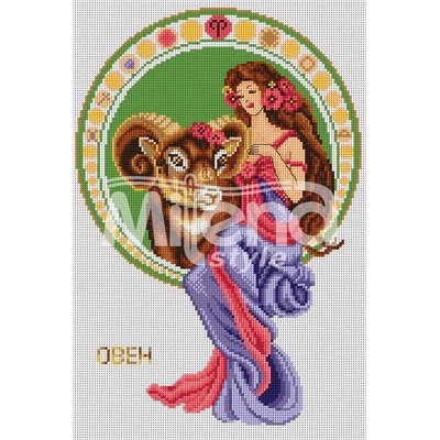 Milena Style Зодия Овен - гоблен със схема конци dmc 1: 4
