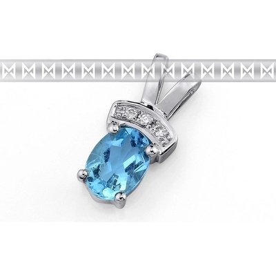 Klenoty Budín Luxusní přívěsek z bílého zlata s velkým modrým topazem a diamanty 3870196