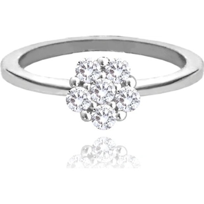 Minet Stříbrný prsten KYTIČKA s bilými zirkony JMAD0037SR