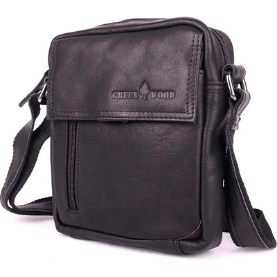 GreenWood malá pánská kožená crossbody taška no. 191051 černá