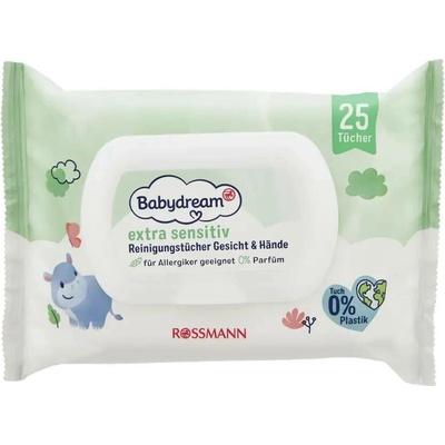 Babydream Vlhčené ubrousky na obličej a ruce 25 ks
