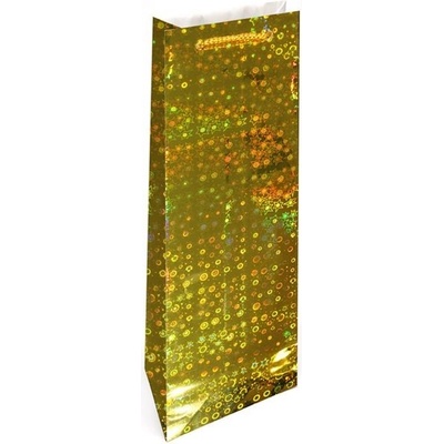 Nekupto Dárková taška na lahev hologram Zlatá