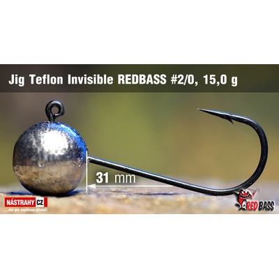 NASTRAHY.cz Jigová hlavička Teflon Invisible REDBASS #2/0, 36 mm 15,0 g 5 ks