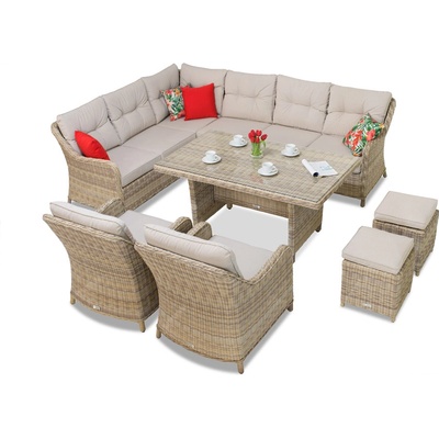 Garden Point Техноратанов комплект Toledo Comida 7 с бежови пуфове Garden Point (GAP144-COM7PU)