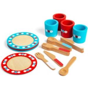 Bigjigs Toys - Детски дървен сервиз за храна (BJ617)