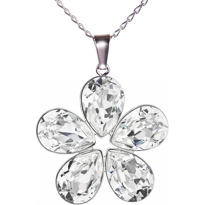 Swarovski Elements Stříbrný náhrdelník bílá kytička (slzička, kapka) 54037.1 Crystal (bílá, čirá, křišťálová)