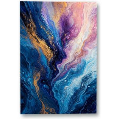 Plakát – Abstraktní proudy modré, tyrkysové a fialové 90 × 135 cm Bez rámu Ne Bez rámu