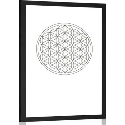 Plakát s paspartou černobílá Mandala - 40x60 black