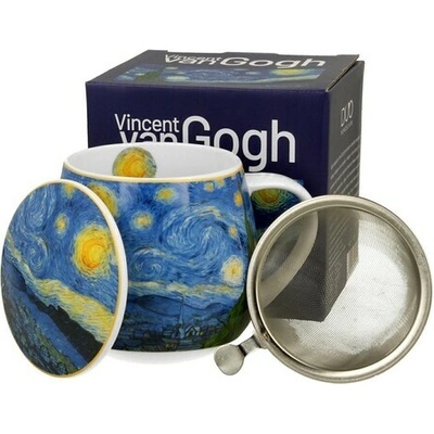 DUO Porcelánový hrnček s čajovým infúzerom ART GALLERY HVIEZDNA NOC OD V. VAN GOGH 430 ml