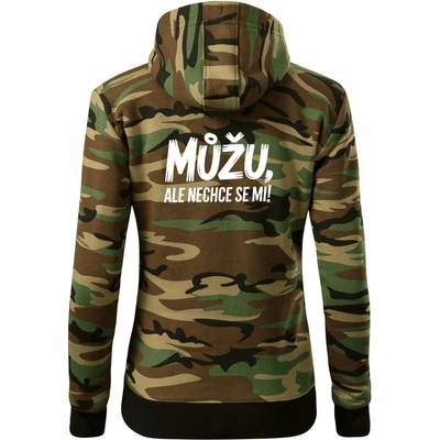 Můžu, ale nechce se mi dámská mikina trendy zipper s kapucí Hnědý maskáč – Zboží Dáma