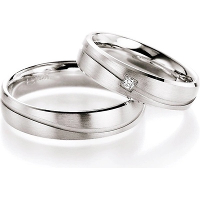 Snubní prsteny stříbrné s diamantem S10150