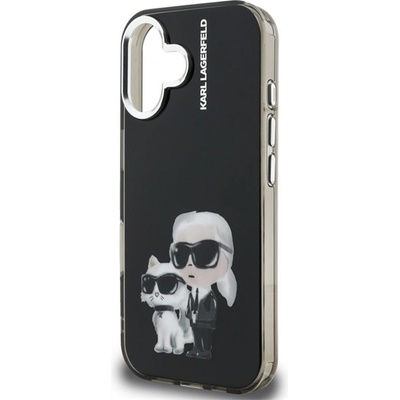 CG Mobile iPhone 16 KARL LAGERFELD IML AQUARELLE KARL AND CHOUPETTE силиконов протектор за телефон, удароустойчив, протектор за камера, BLACK KLHCP16SHMKCAQK (KLHCP16SHMKCAQK)