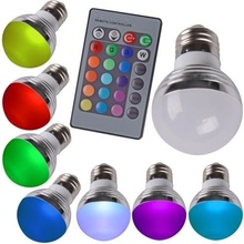 RGB LED žárovka 3W kulatá E27