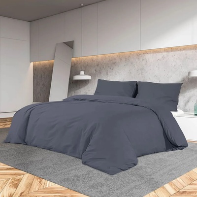 vidaXL Комплект спално бельо антрацит 140x200 см олекотен микрофибър (135934)