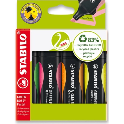 Stabilo Green Boss 6070/4 4 ks sada zelená, růžová, oranžová, žlutá