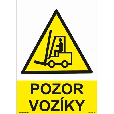 DUKO POZOR VOZÍKY Formát: 210 x 297 mm, Materiál: plast 5 mm, samolepící vinylová fólie