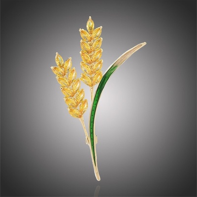 Éternelle brož Swarovski Elements Francoa design pšenice B2171 žlutá