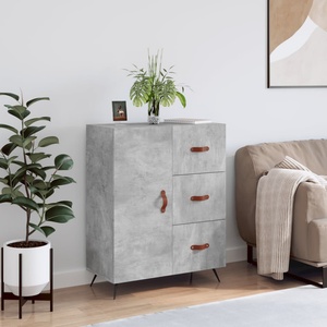 vidaXL Сайдборд, бетонно сив, 69, 5x34x90 см, инженерно дърво (827888)